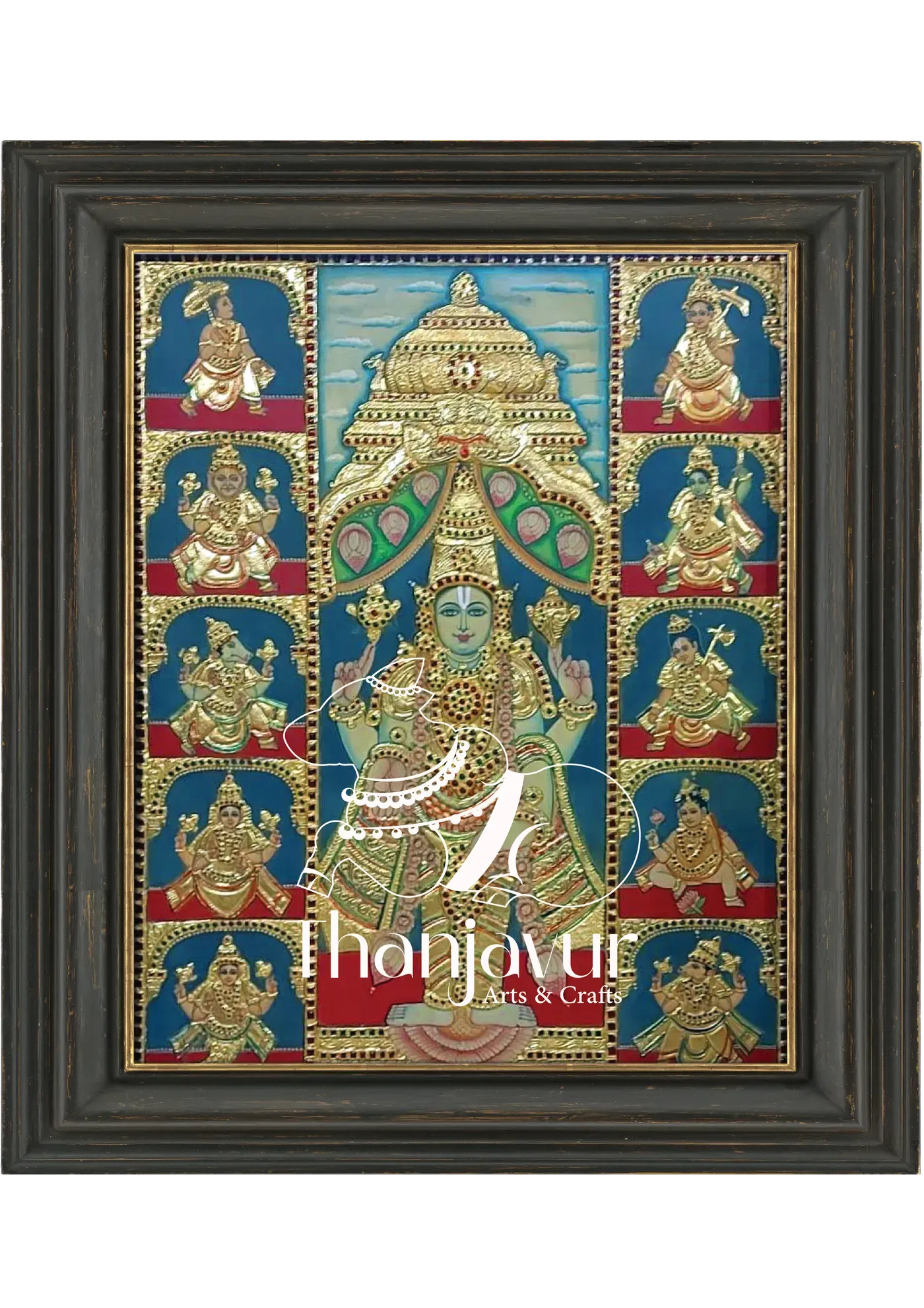 10 Avatars of Vishnu — handmade Thanjavur painting