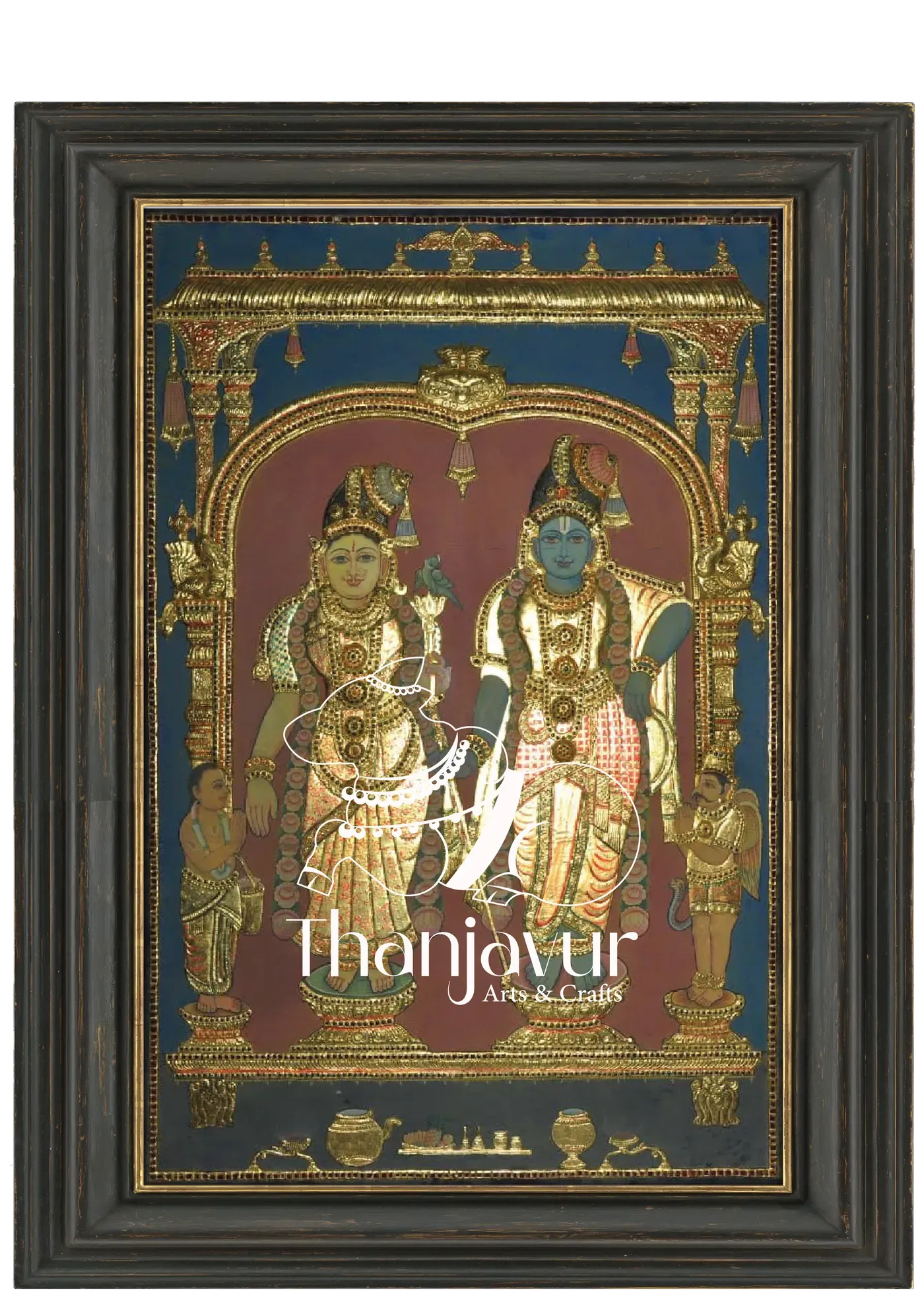 Andal with Ranganathar Swami — handmade Thanjavur painting