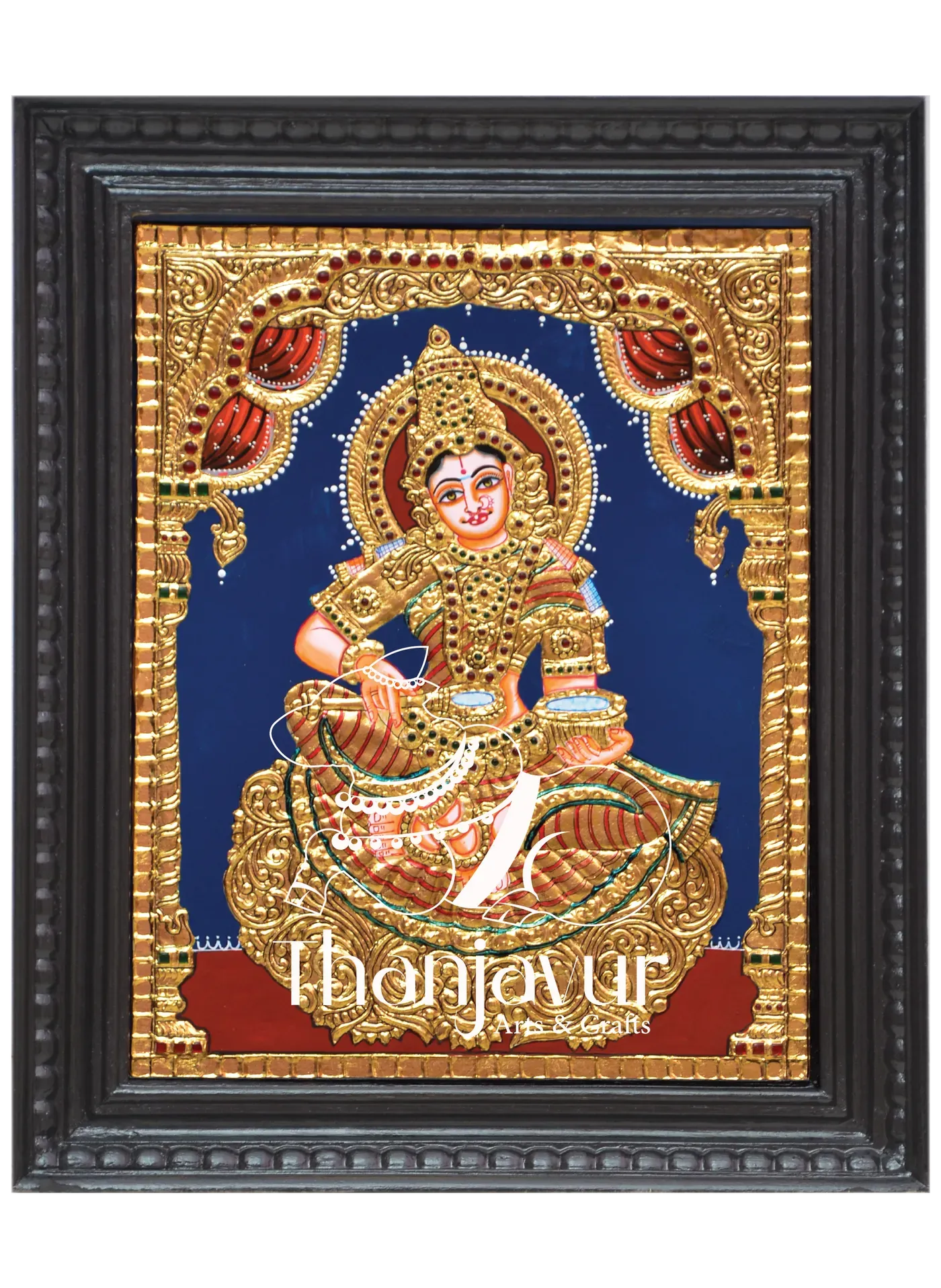 AnnaPoorani with Gold Colour Saree — handmade Thanjavur painting