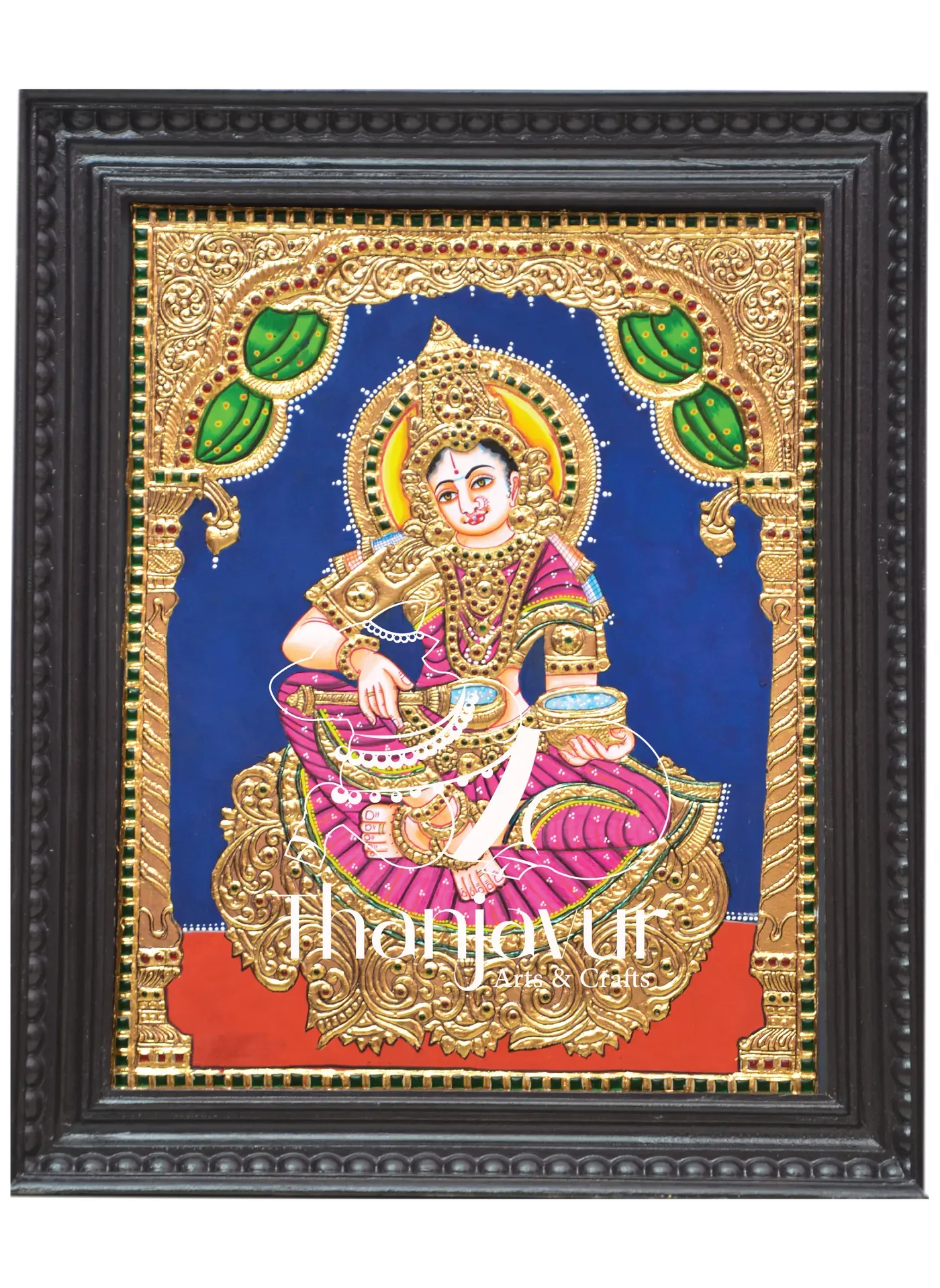 AnnaPoorani with Pink Colour Saree — handmade Thanjavur painting