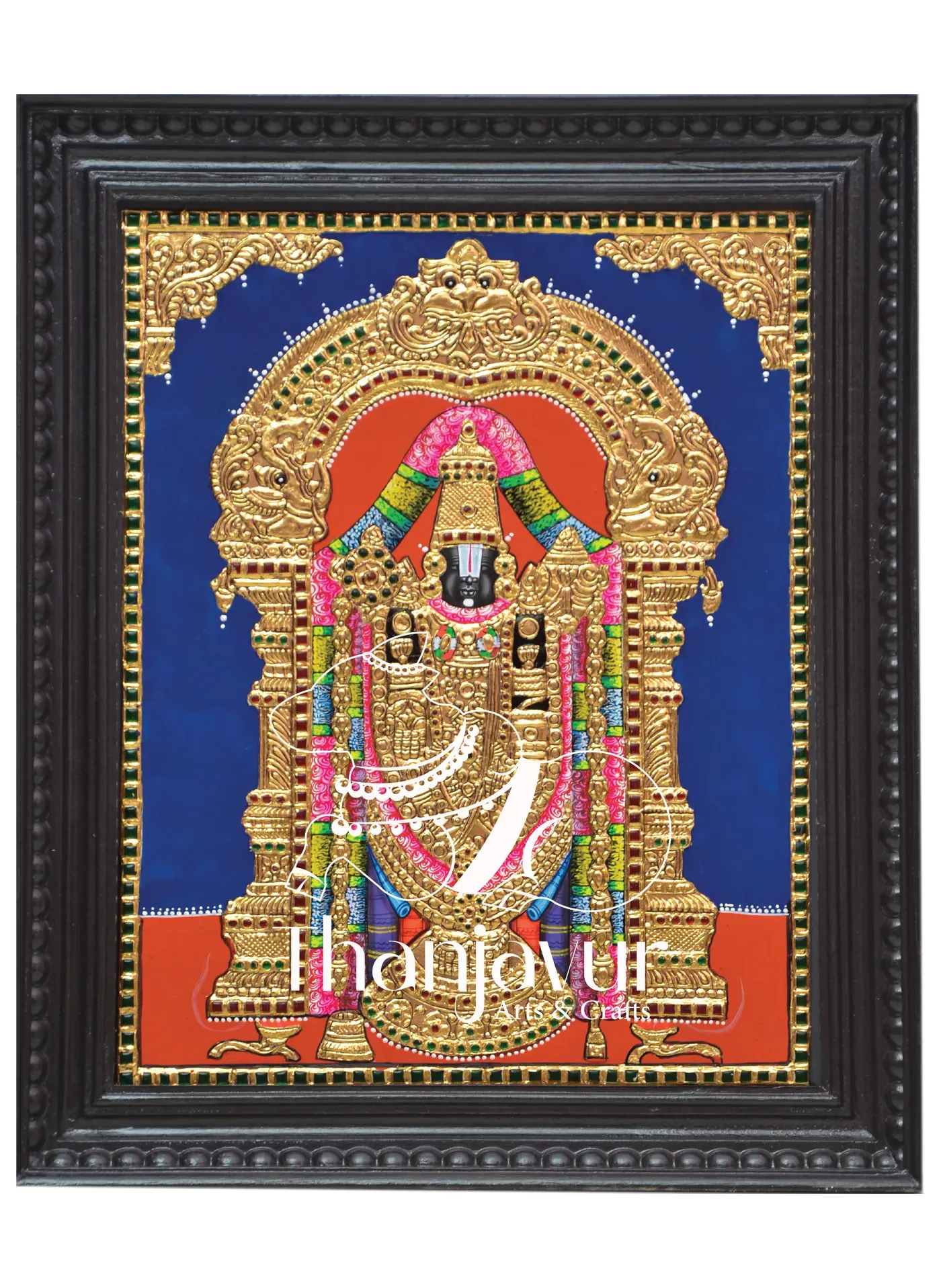 Balaji with Arch — handmade Thanjavur painting
