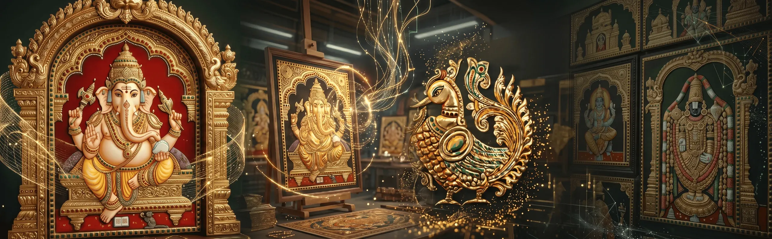 Handmade Thanjavur painting with genuine 22k gold foil