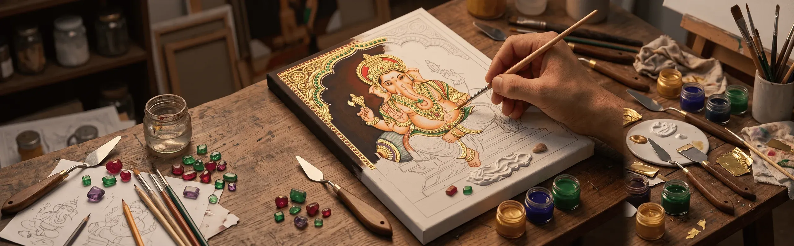 Custom handmade Thanjavur painting
