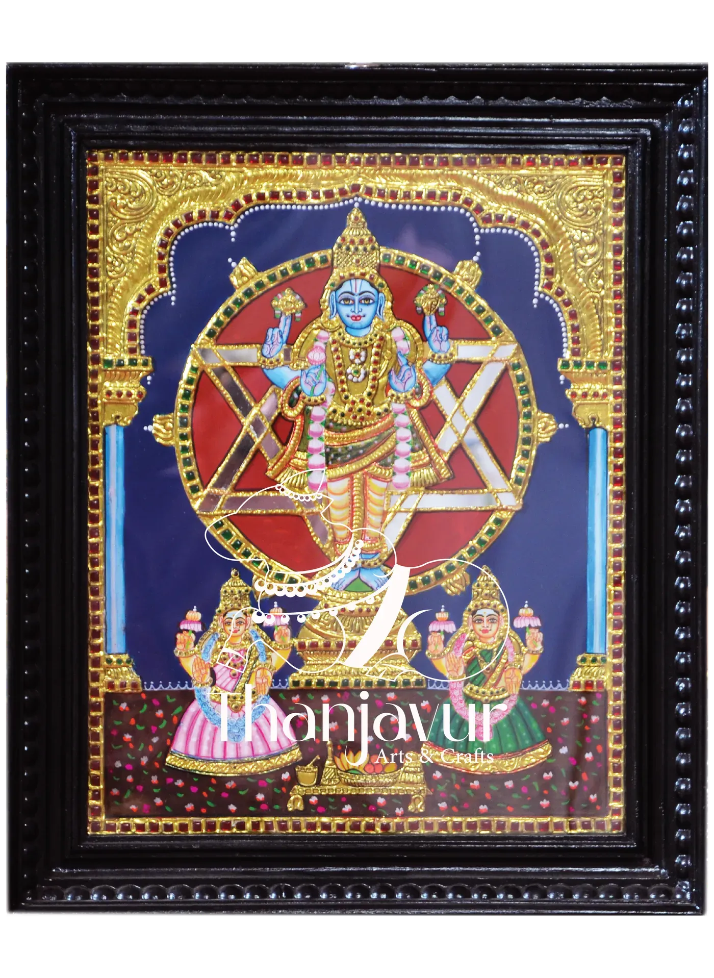 Chakrathalwar — handmade Thanjavur painting