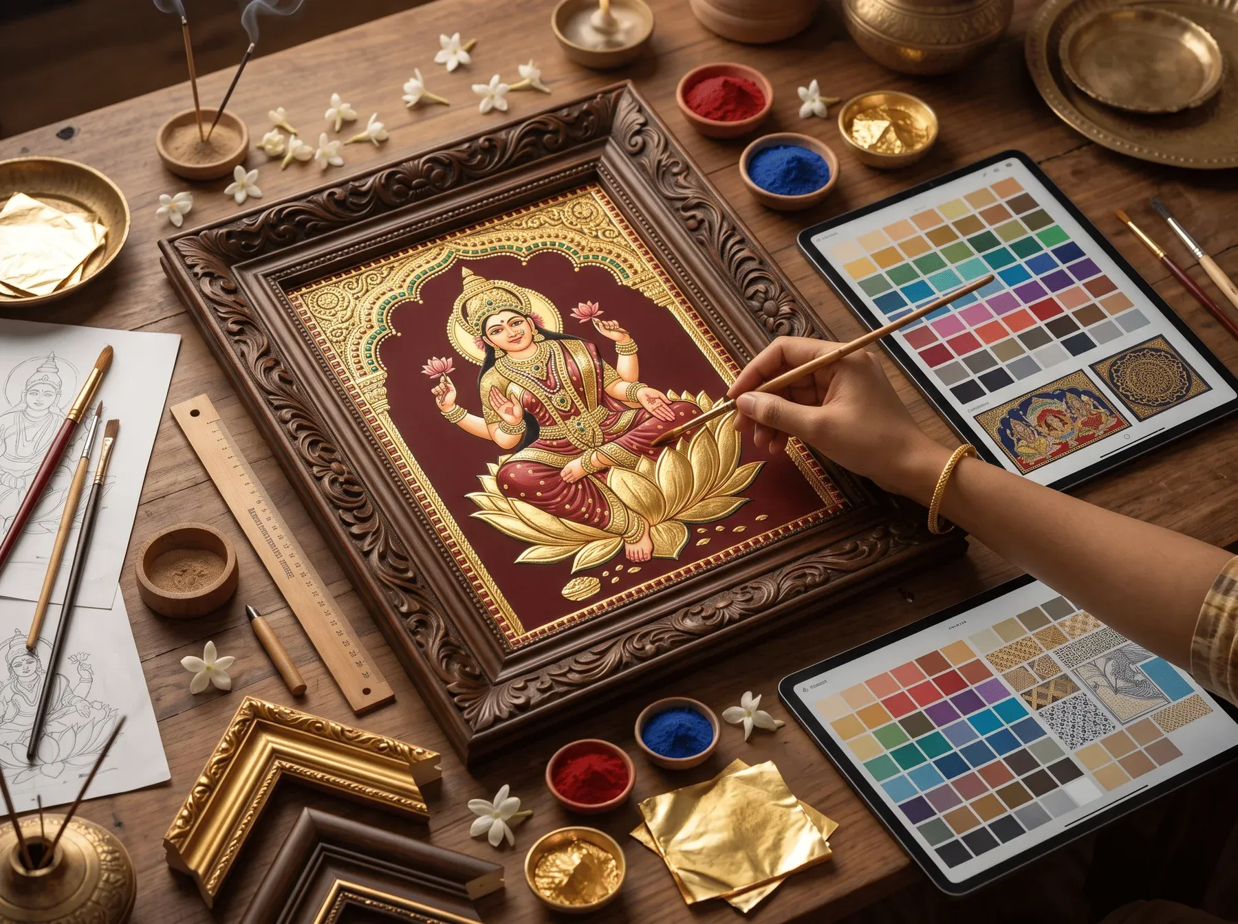 Custom handmade Thanjavur painting, made to order