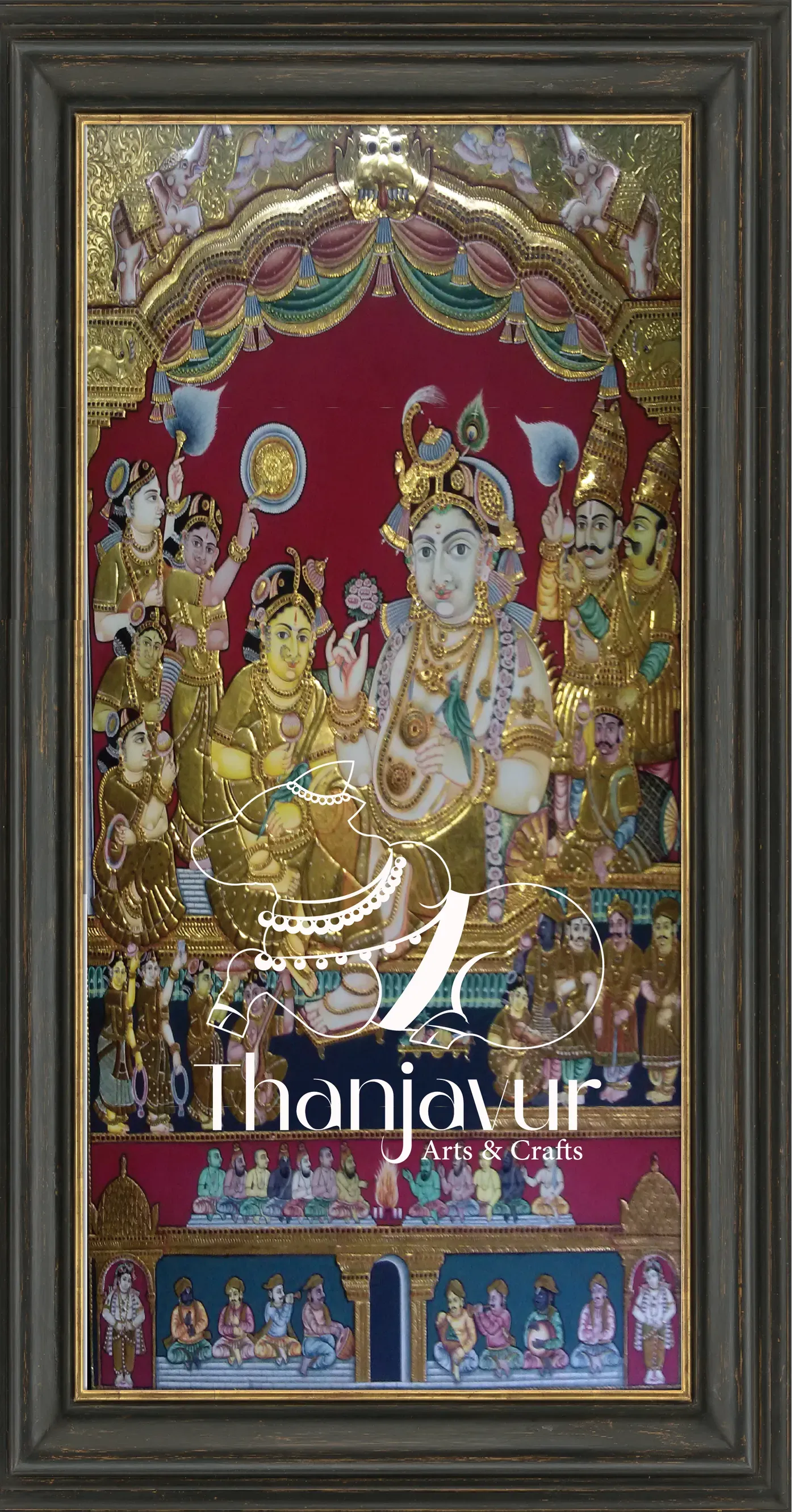 Darbar Krishna — handmade Thanjavur painting