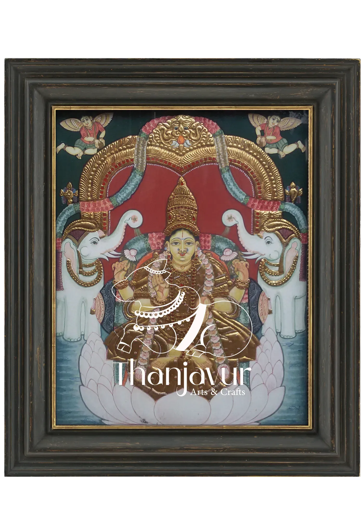 Gajalakṣmi — handmade Thanjavur painting