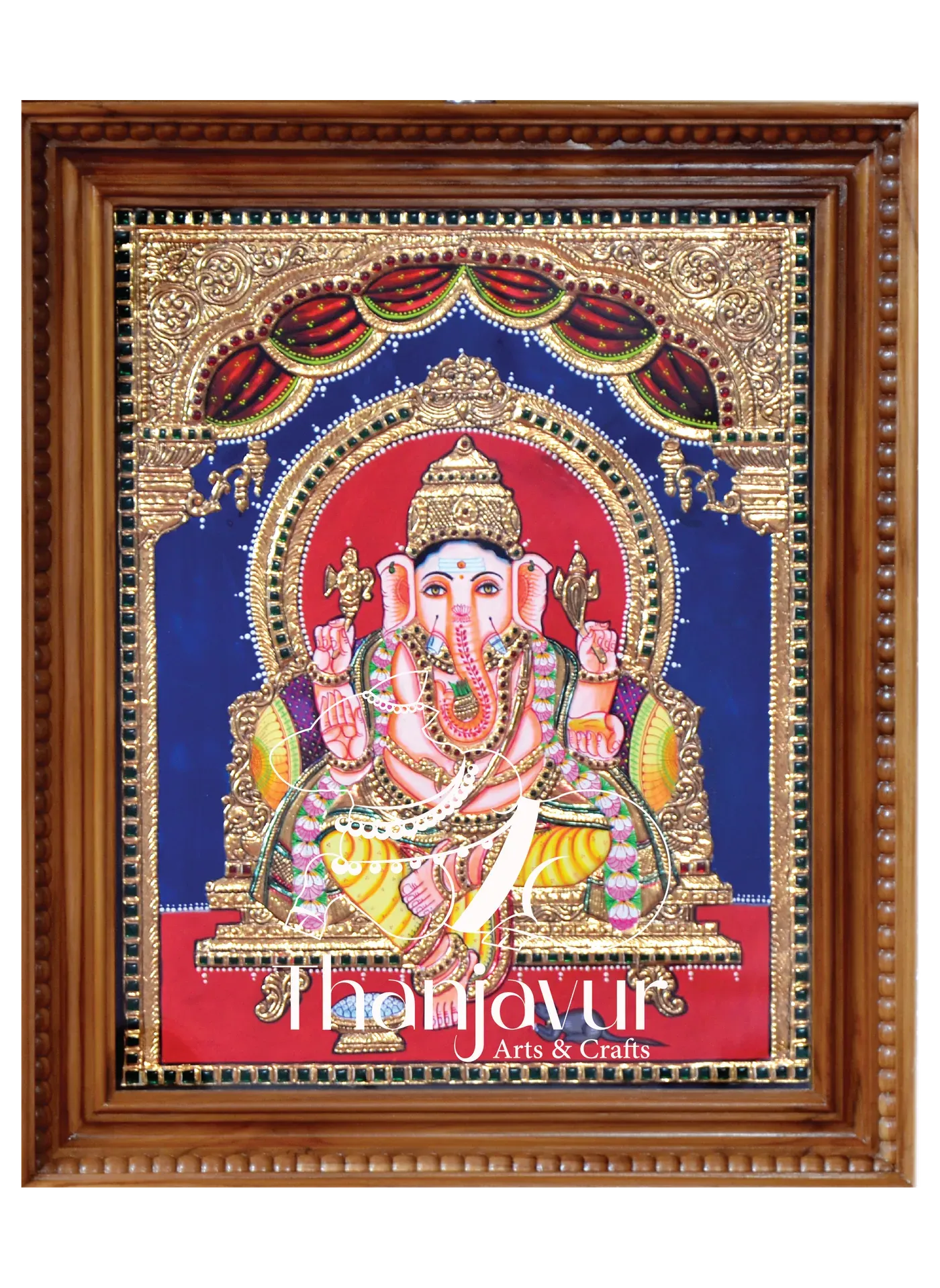Ganesh with Grand Arch — handmade Thanjavur painting