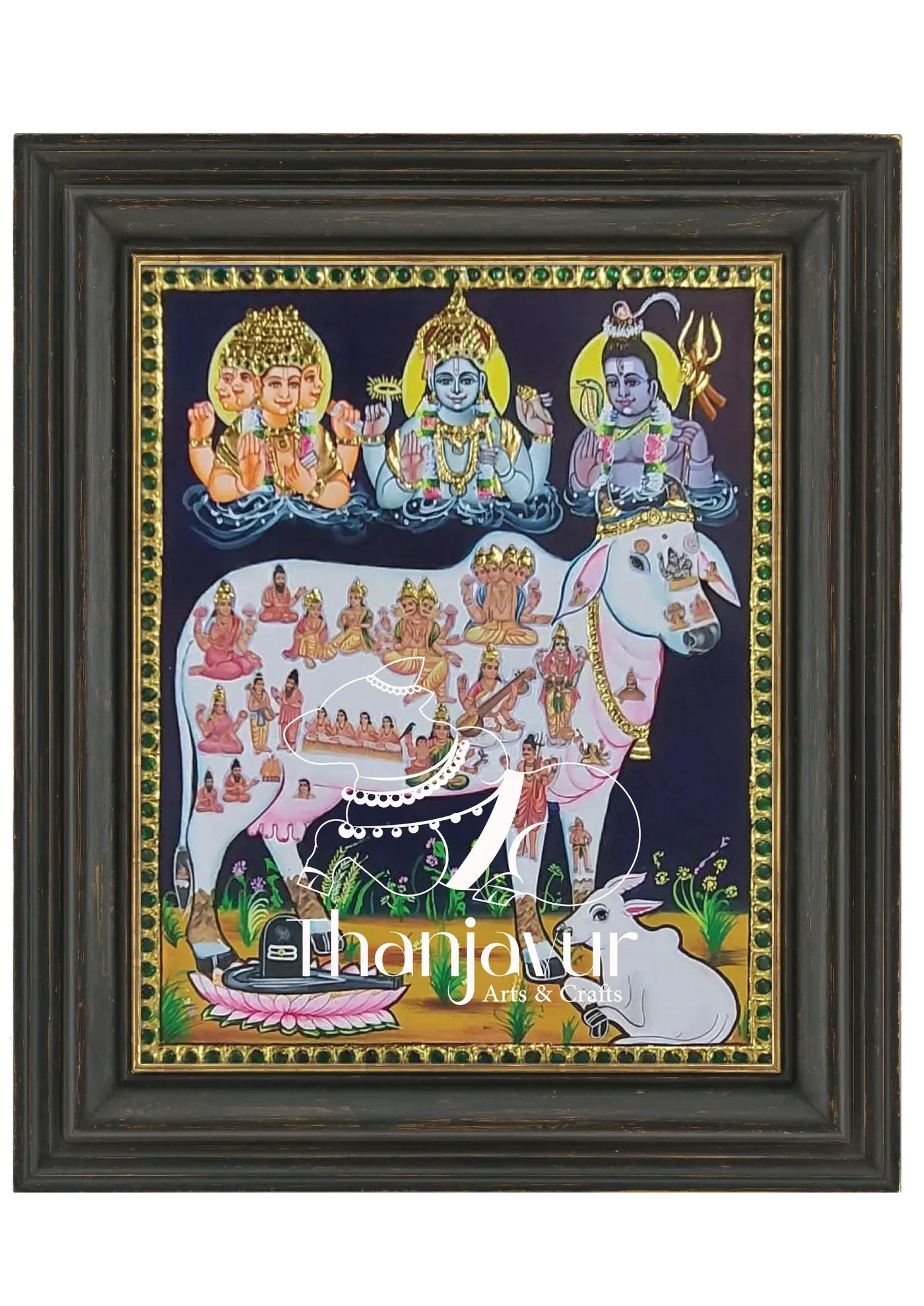 Gomatha Kamadhenu — handmade Thanjavur painting