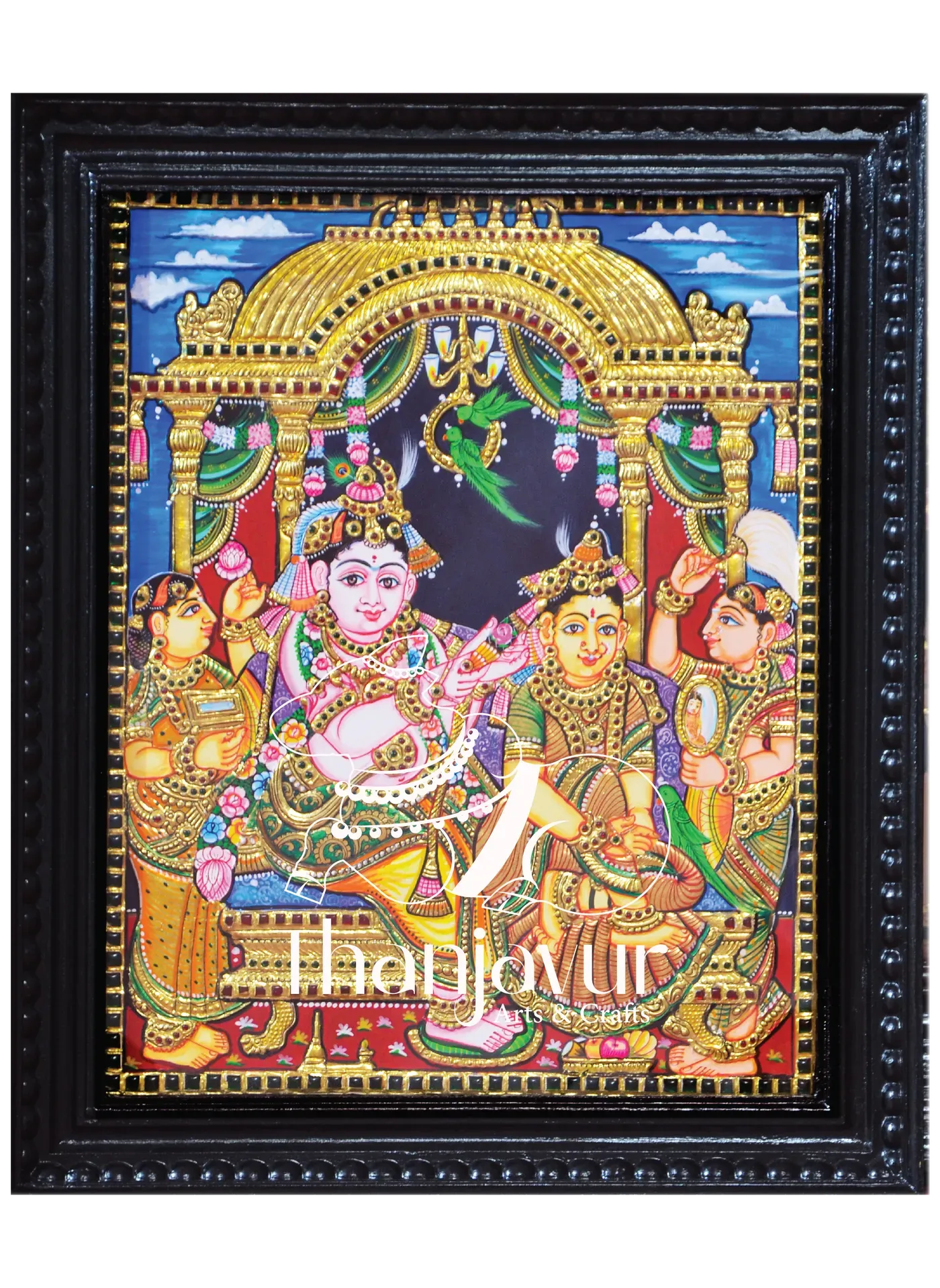Jada Krishna — handmade Thanjavur painting