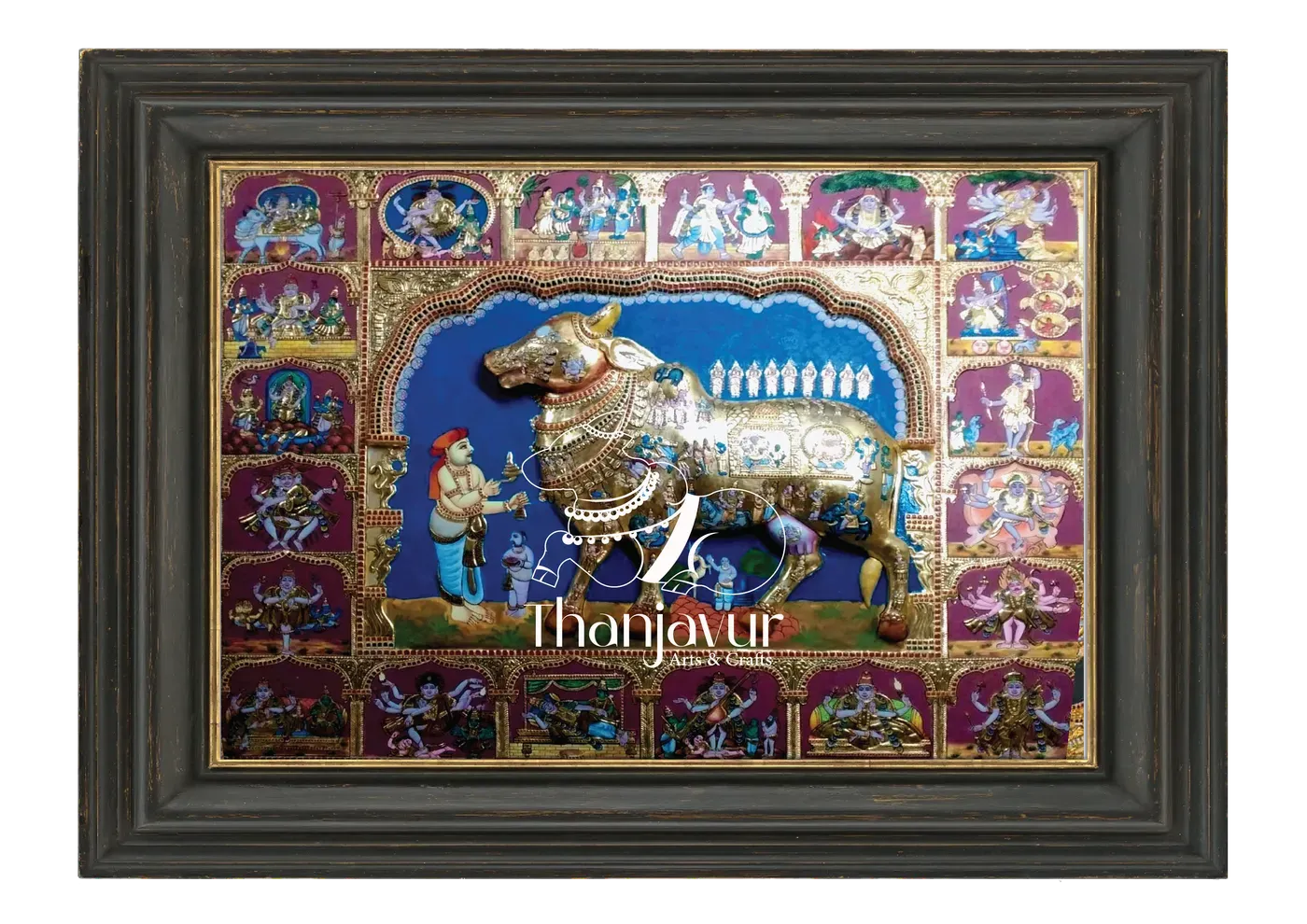 Kamadhenu — handmade Thanjavur painting