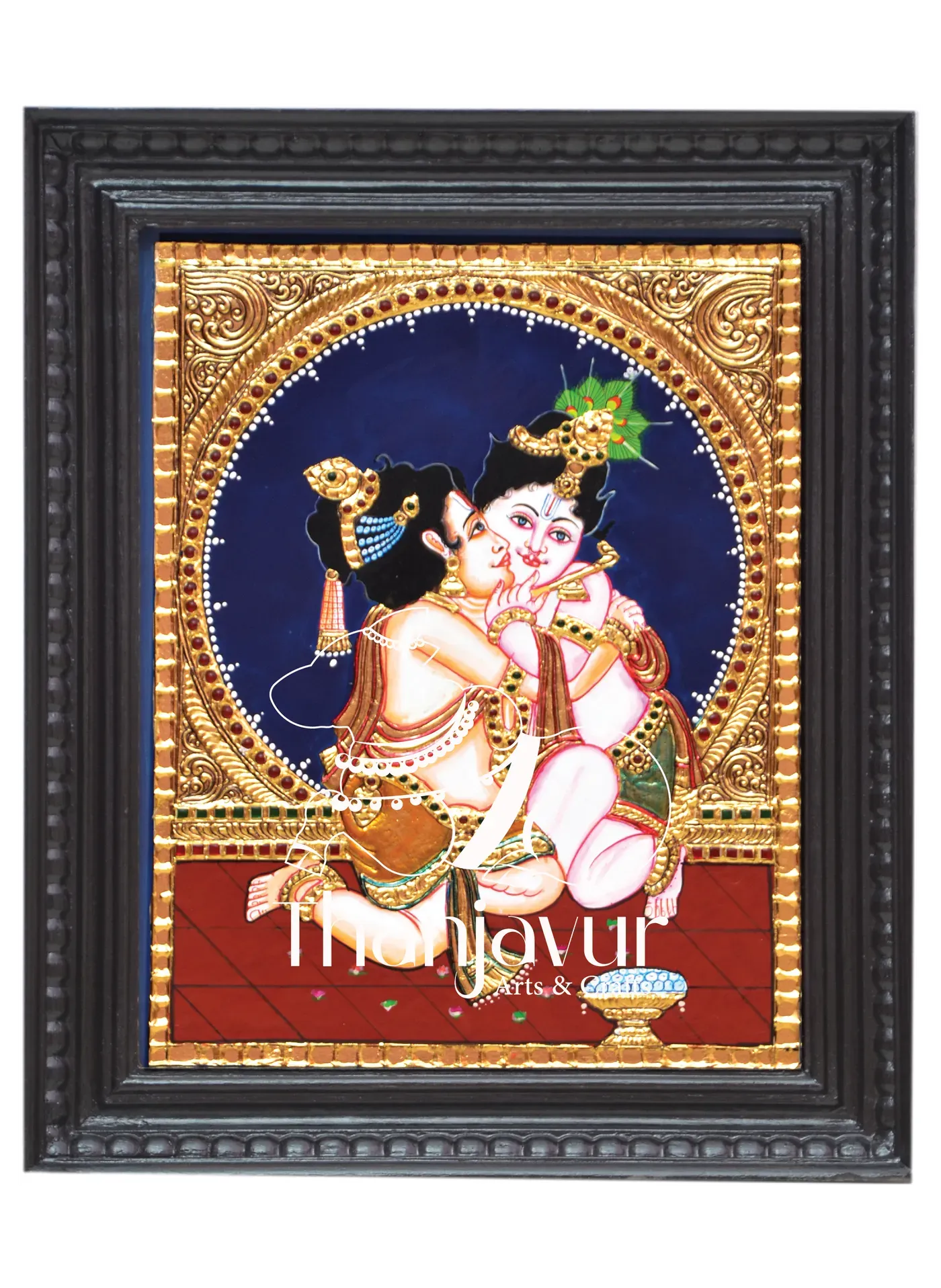 Krishna and Balaraman — handmade Thanjavur painting