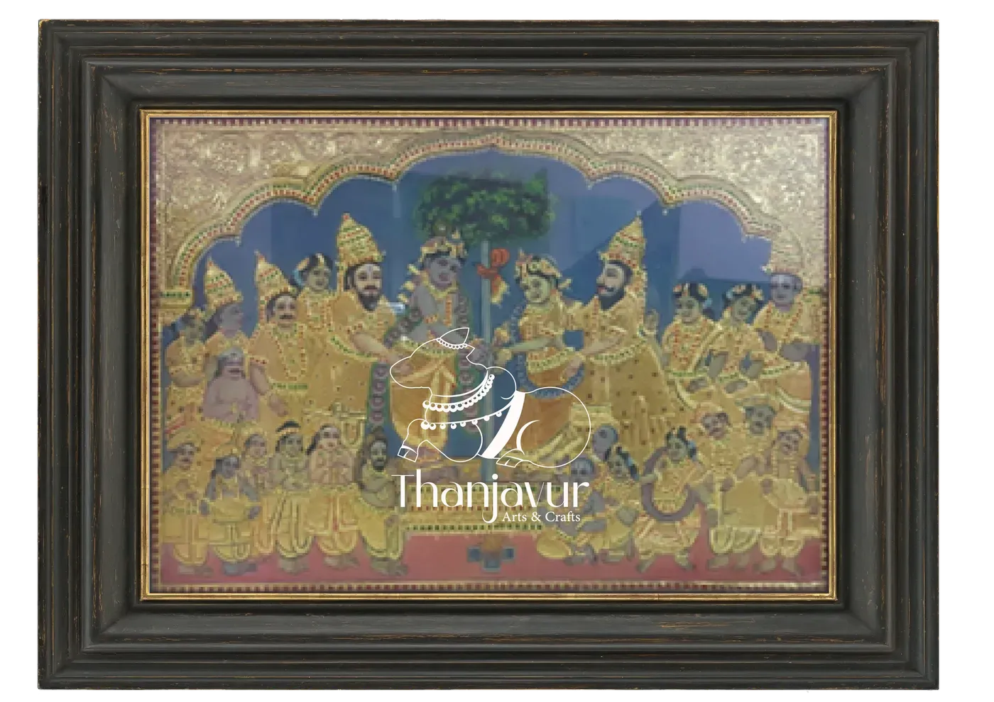 Krishna - Rukmini Marriage — handmade Thanjavur painting