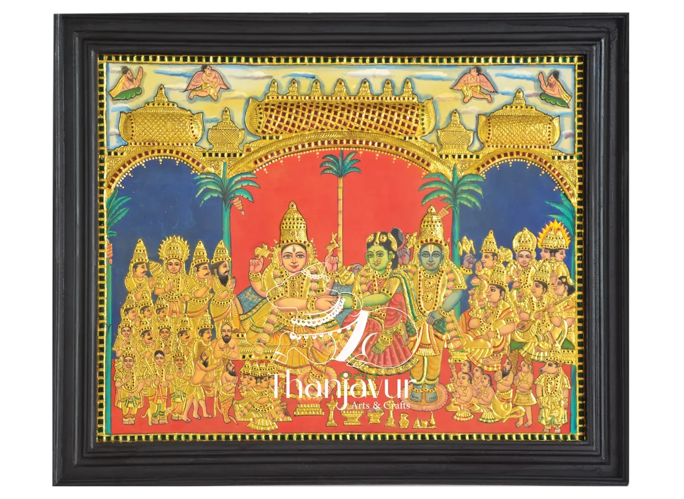 Lord Shiva kalyanam — handmade Thanjavur painting