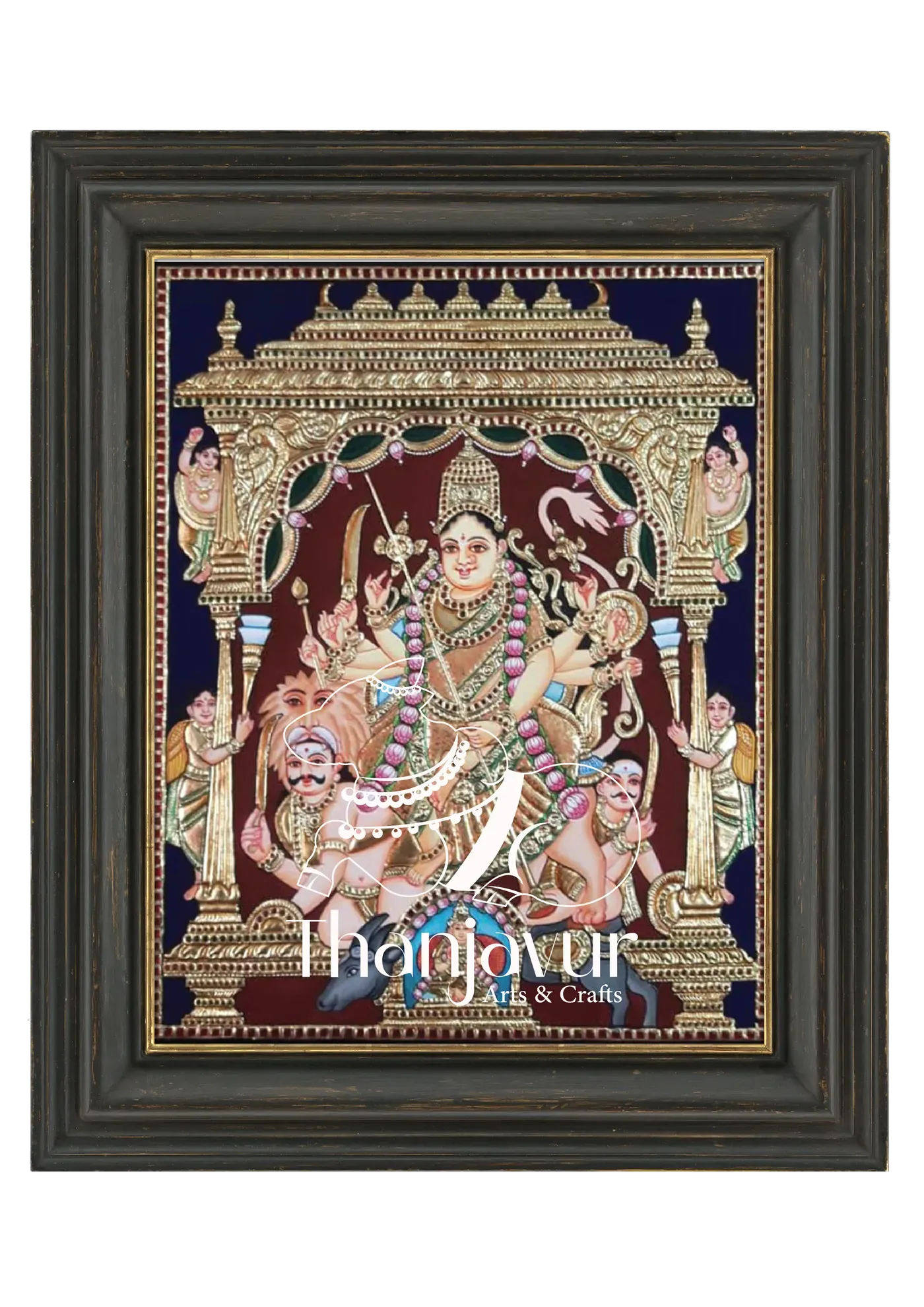 Mahishasura Mardini — handmade Thanjavur painting