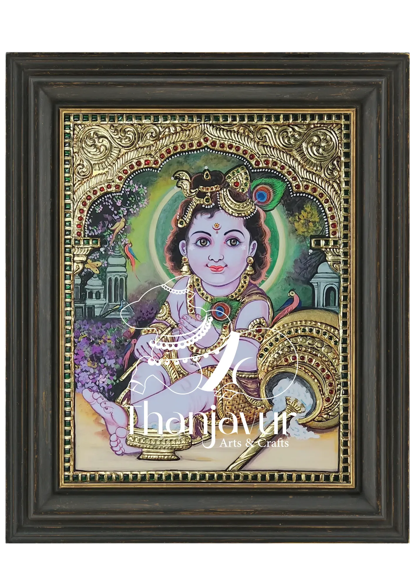 Modern Vennai Krishnar — handmade Thanjavur painting
