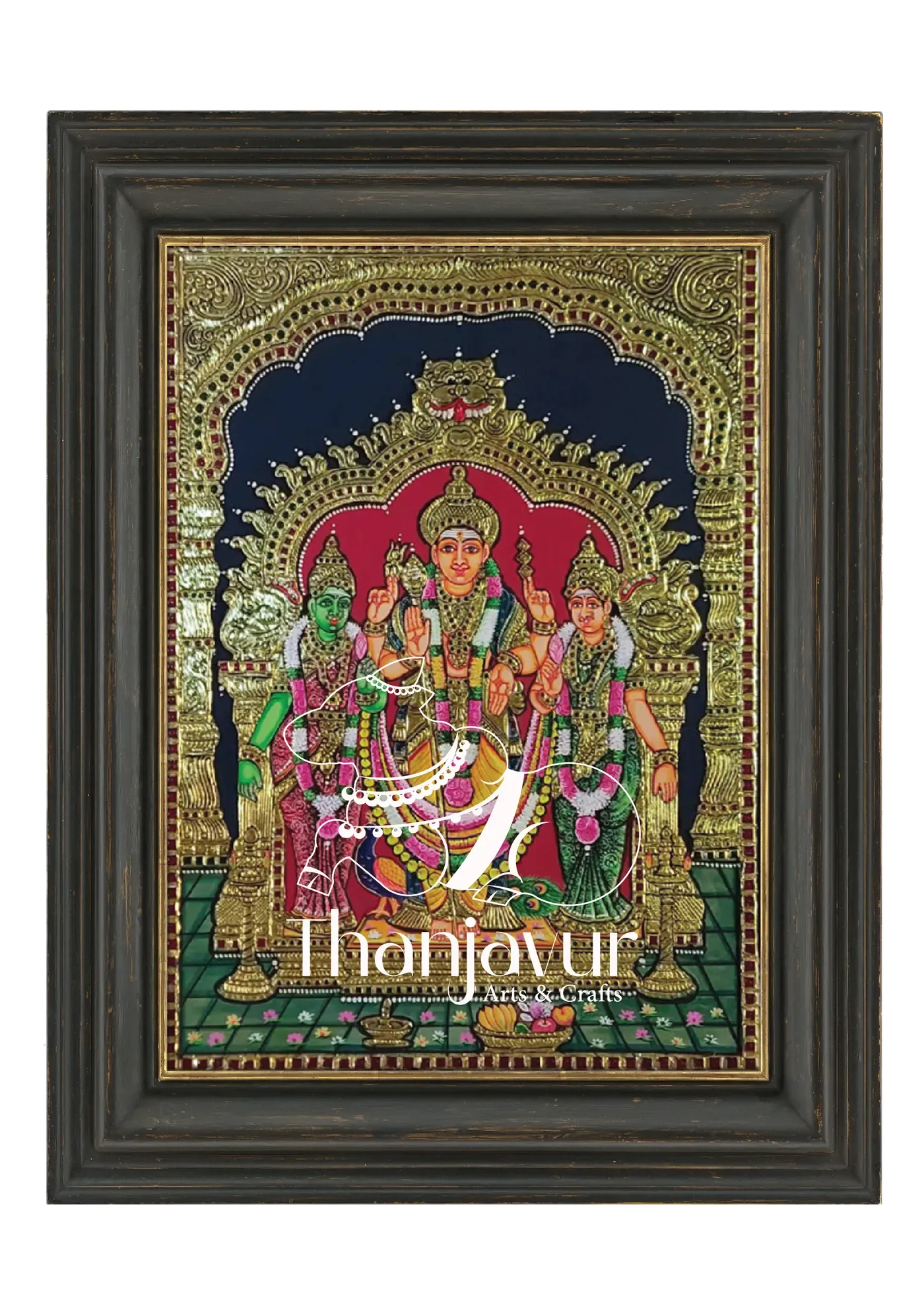 Pazhamudircholai Murugan — handmade Thanjavur painting