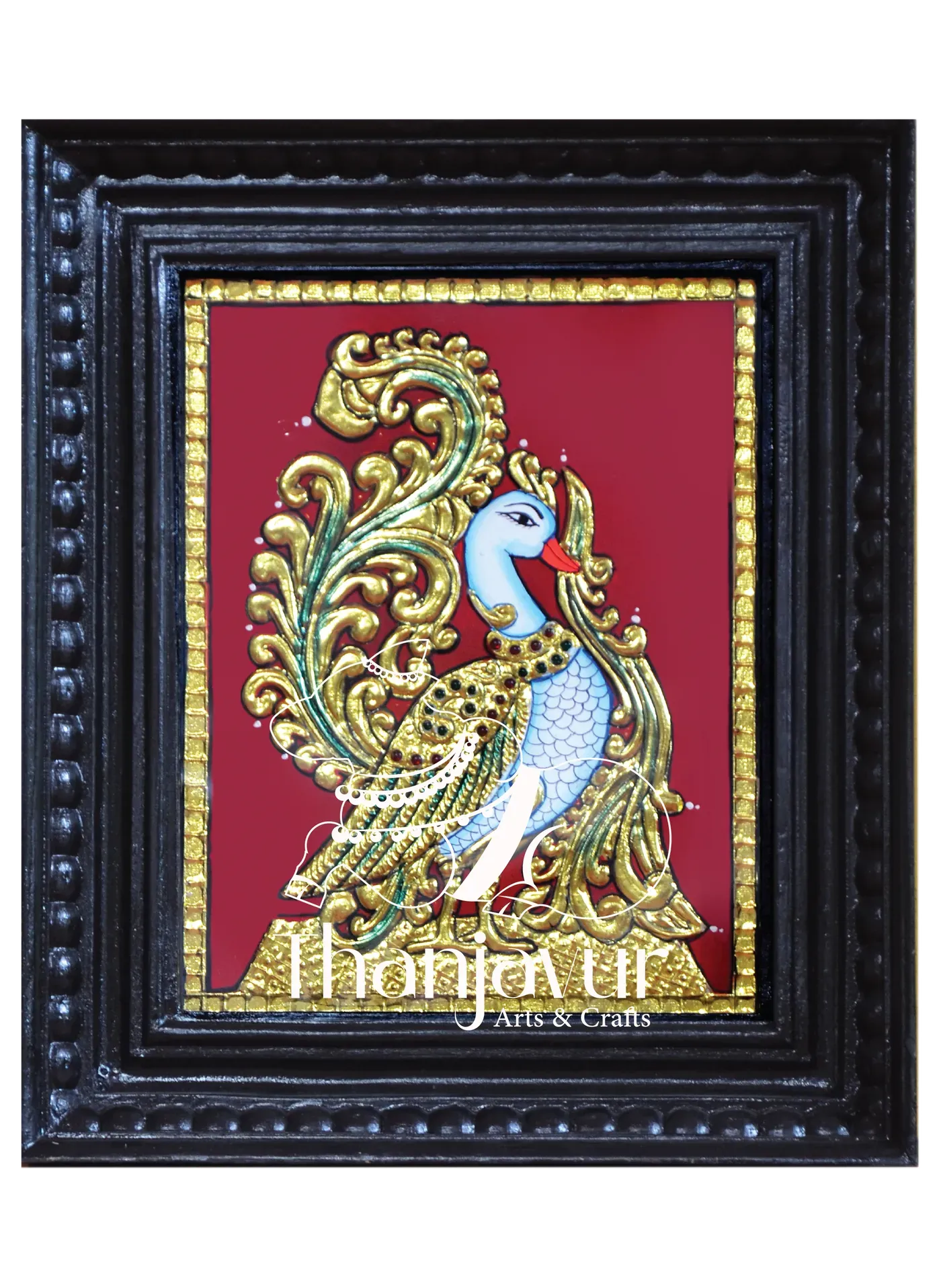Peacock Design - Left — handmade Thanjavur painting