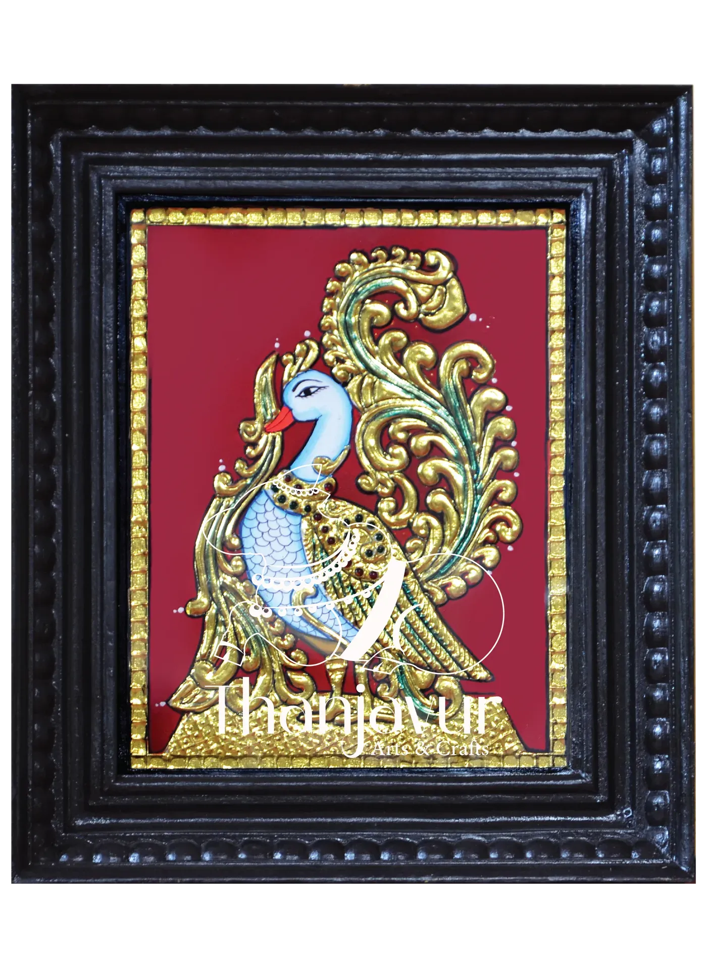 Peacock Design - Right — handmade Thanjavur painting