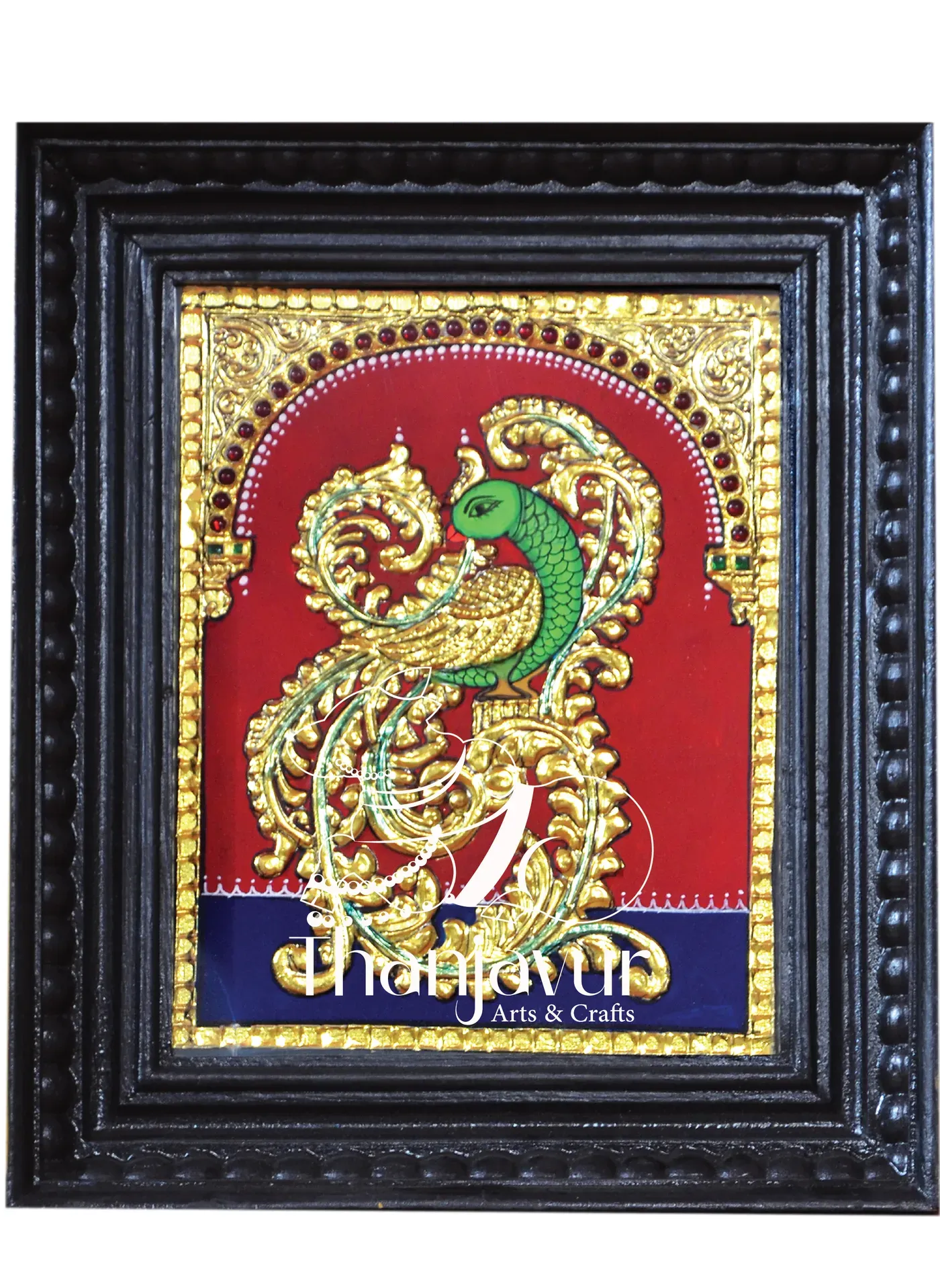 Peacock Design — handmade Thanjavur painting