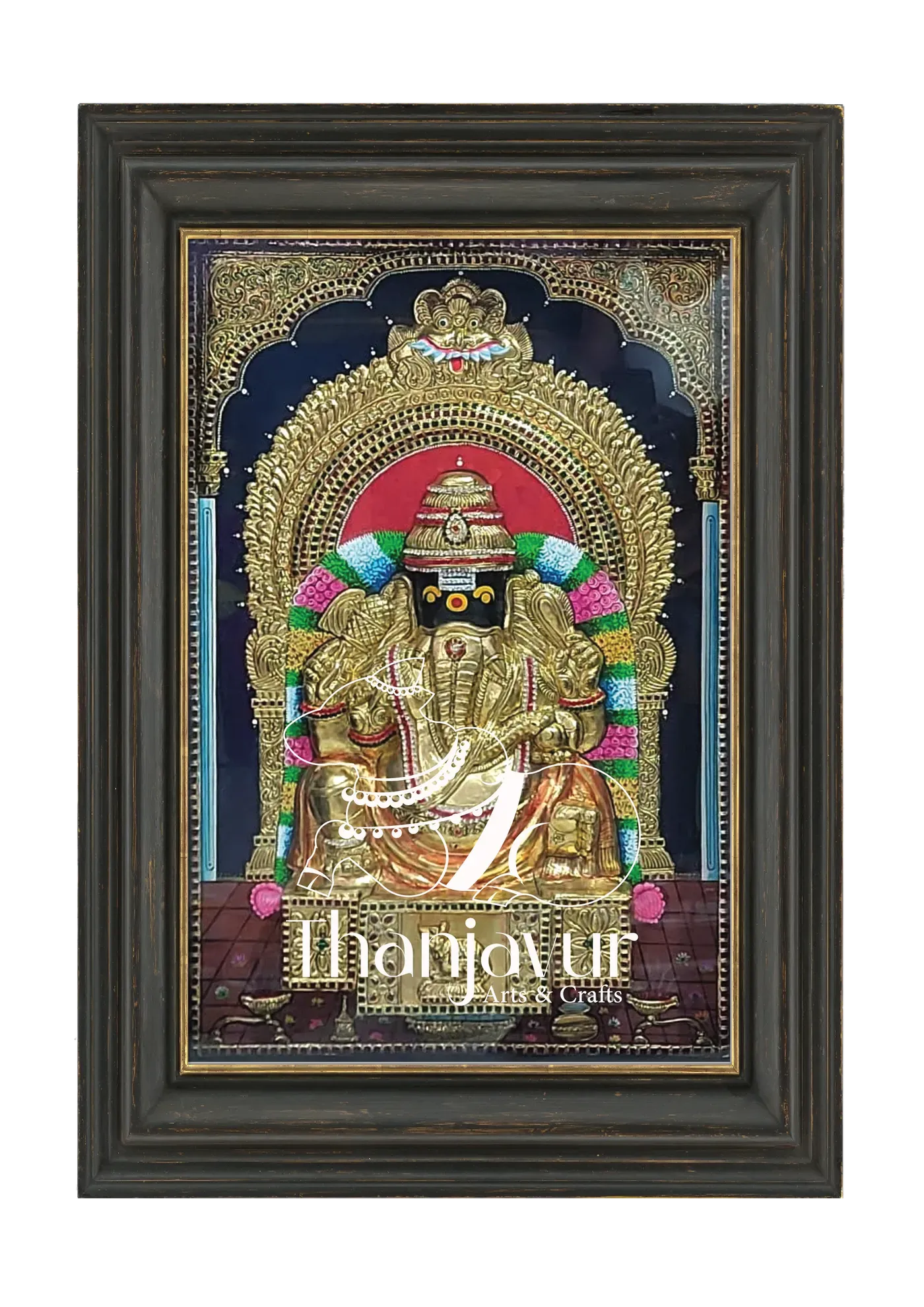 Pillayarpatti Ganesha — handmade Thanjavur painting
