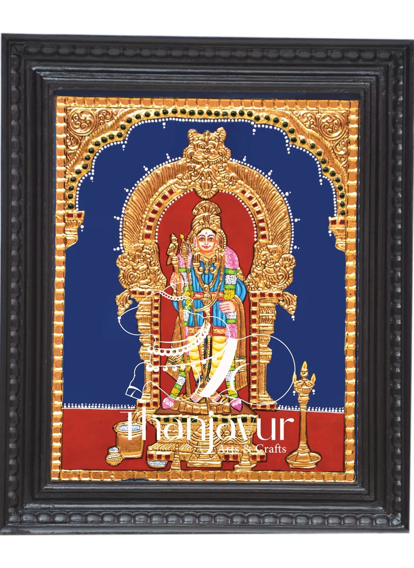 Raja Alangaram Murugan — handmade Thanjavur painting