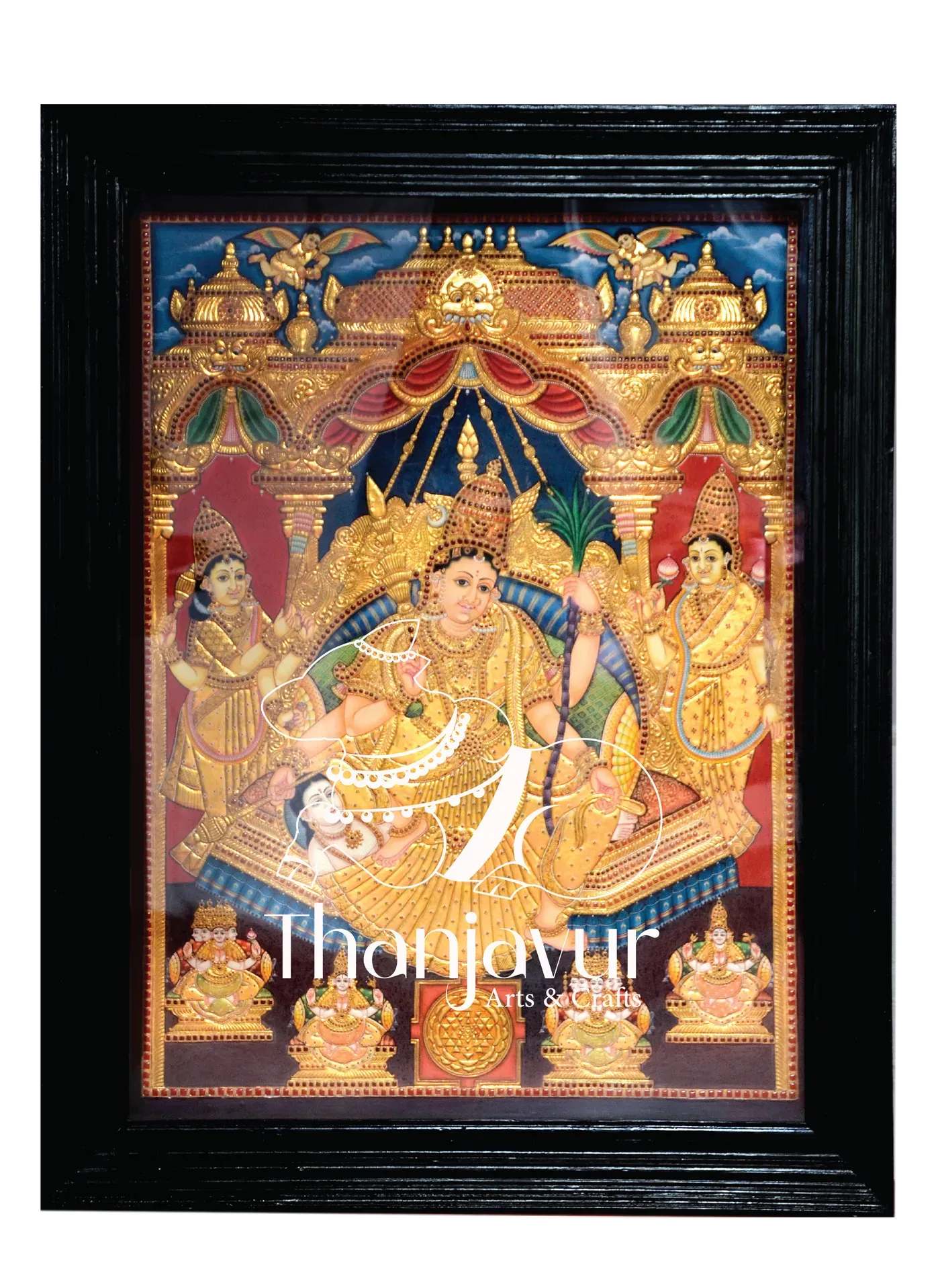 Raja Rajeshwari — handmade Thanjavur painting