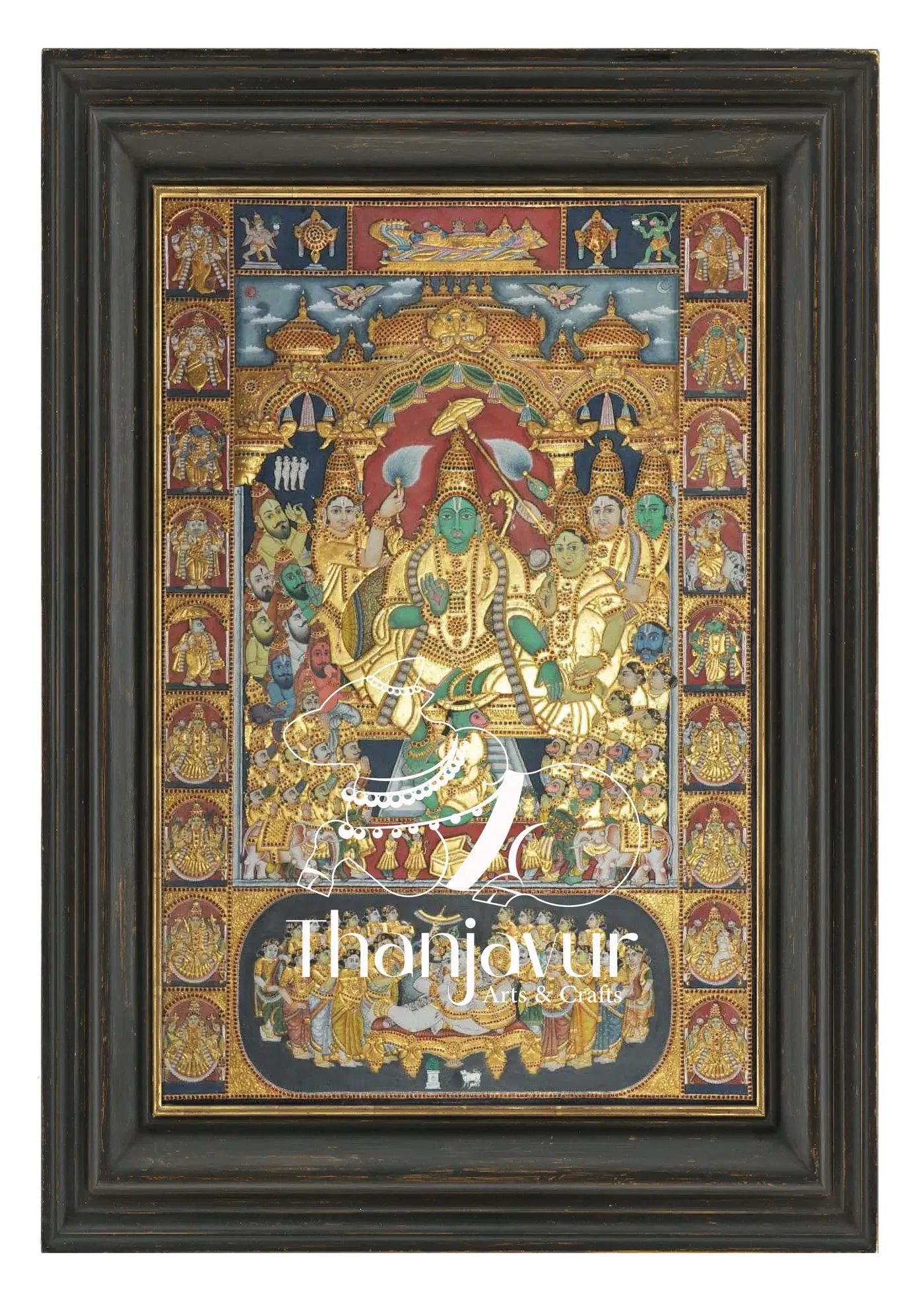 Ramar Pattabhishekam — handmade Thanjavur painting