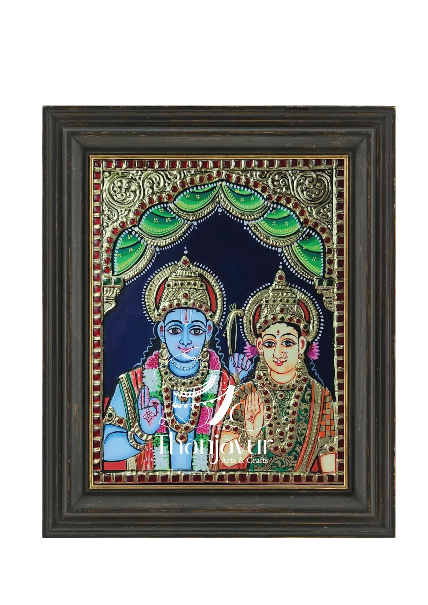 Ramar Sita — handmade Thanjavur painting