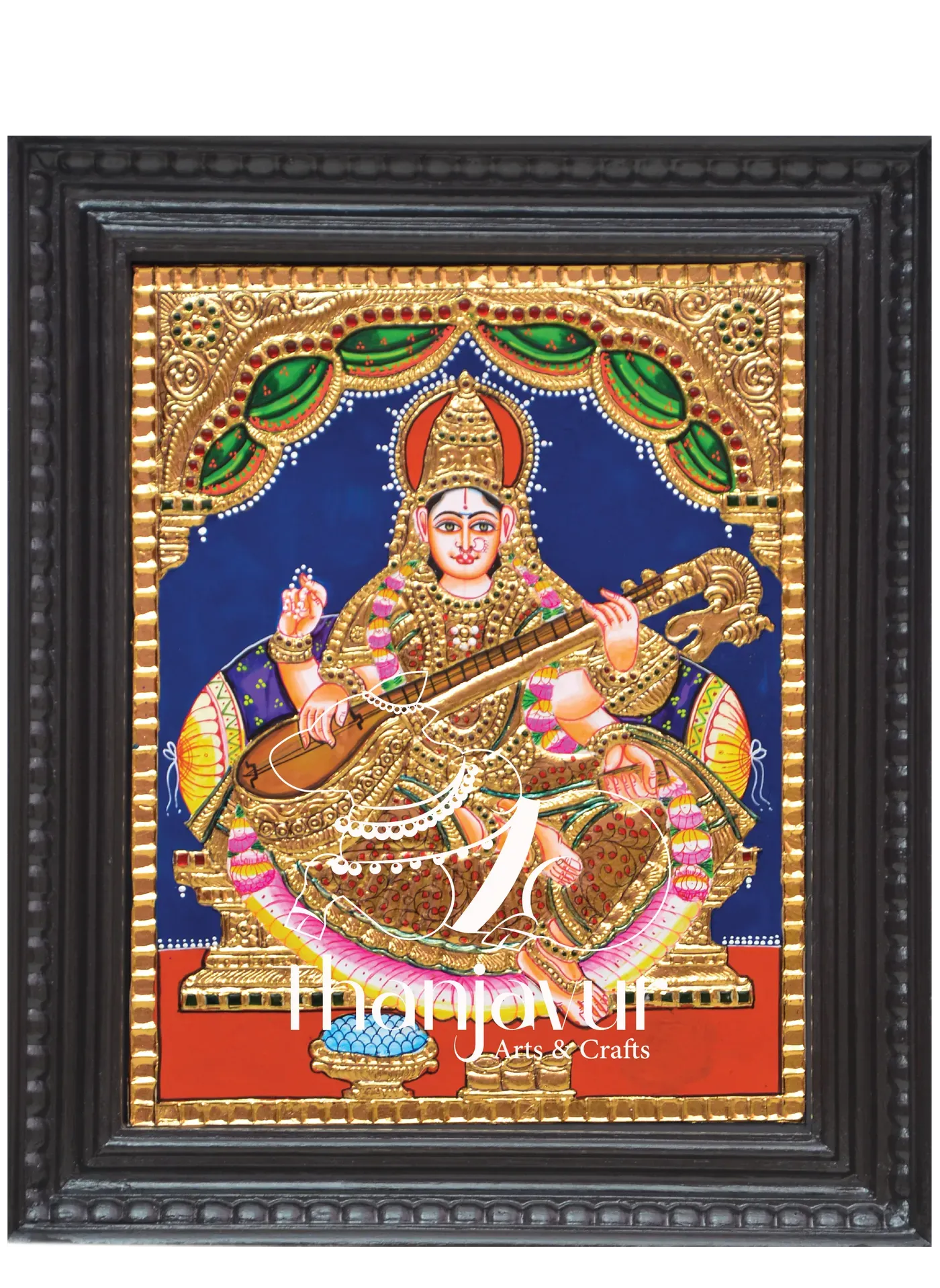 Saraswathi — handmade Thanjavur painting