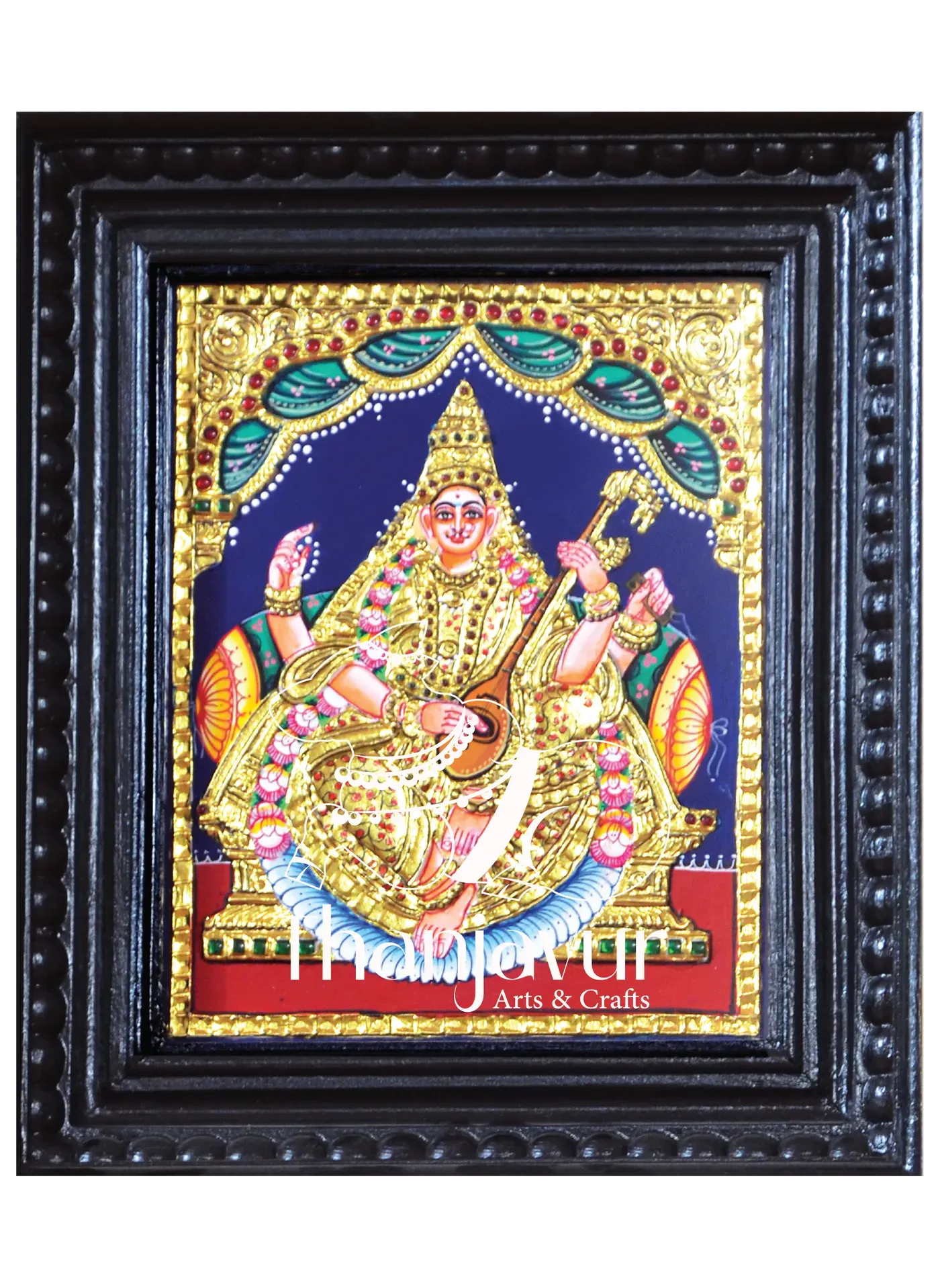 Saraswathi — handmade Thanjavur painting