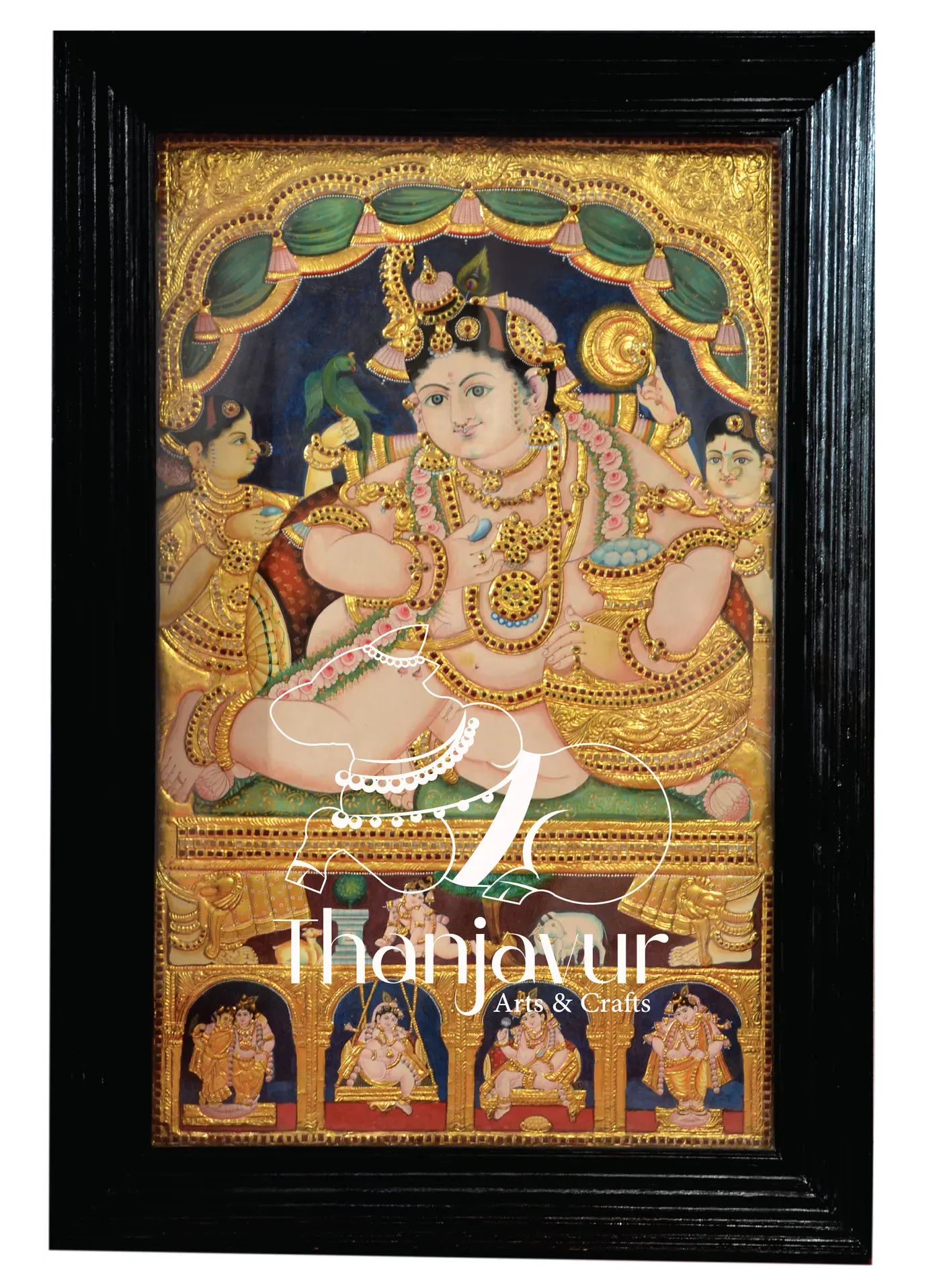 Vennai Krishna — handmade Thanjavur painting