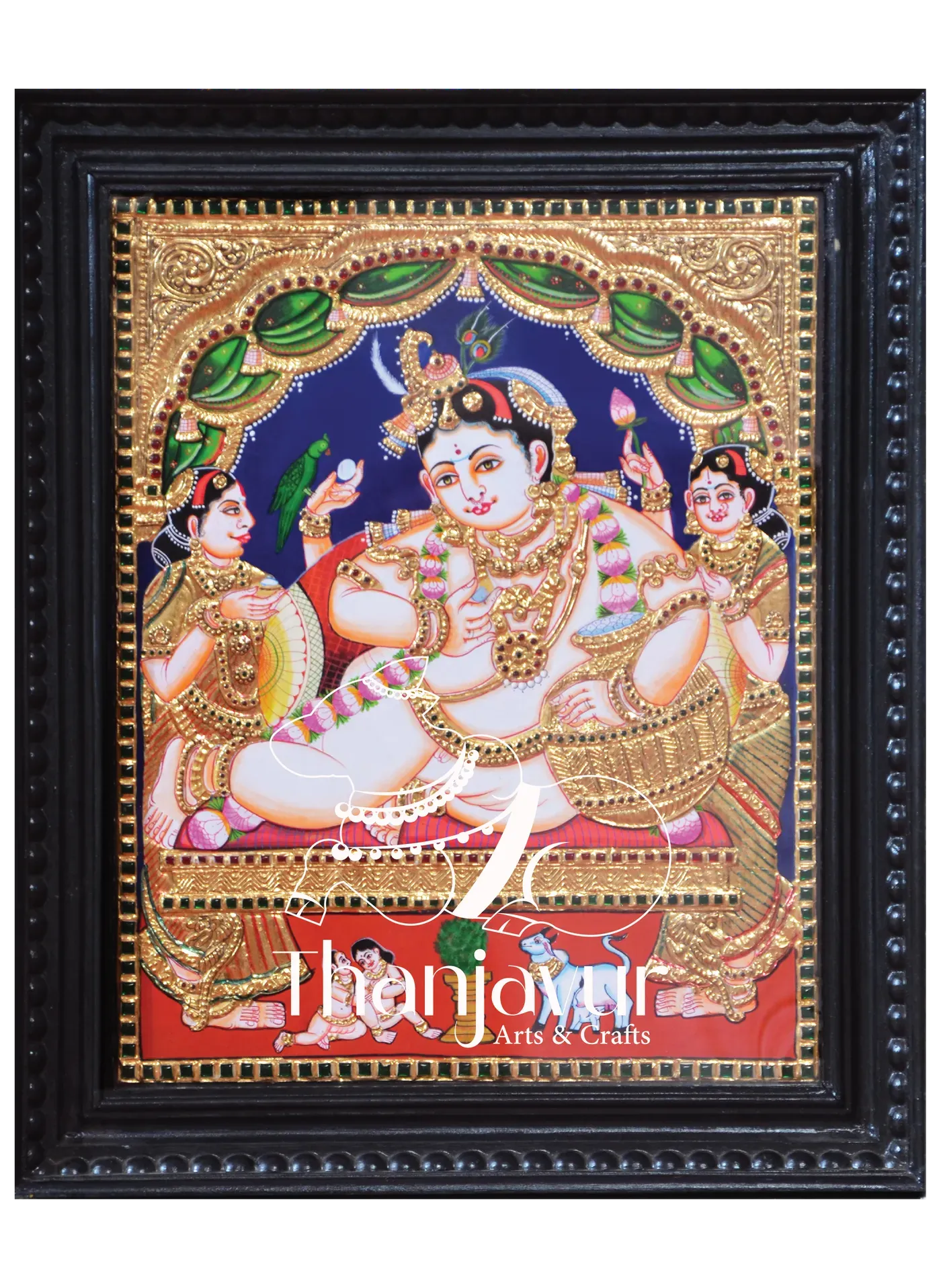 Vennai Krishnar — handmade Thanjavur painting