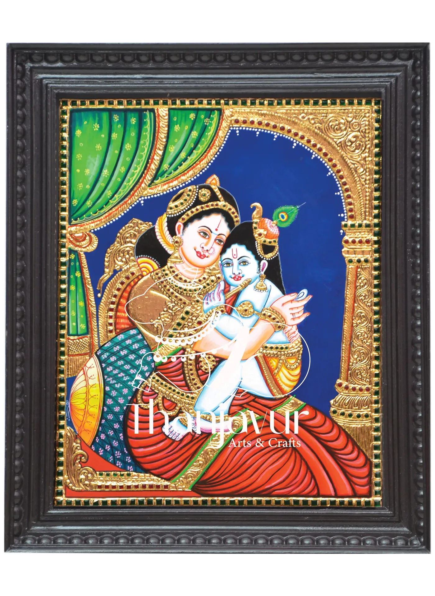 Yashoda Krishnar — handmade Thanjavur painting